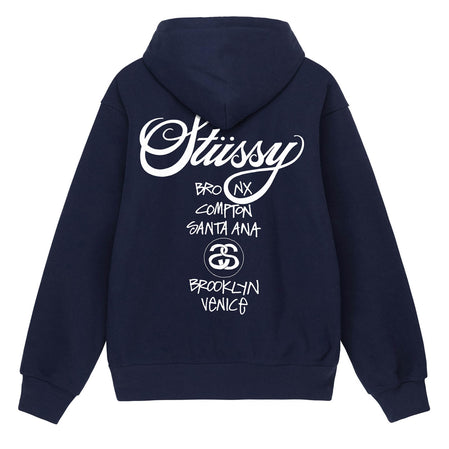 Stussy World Tour Zip Hoodie Mens - Hooded Sweatshirt