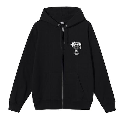 ★24AW 大人気★Stussy WORLDWIDE ZIP HOODIE Stussy World Tour Zip Hoodie Mens - Hooded Sweatshirt