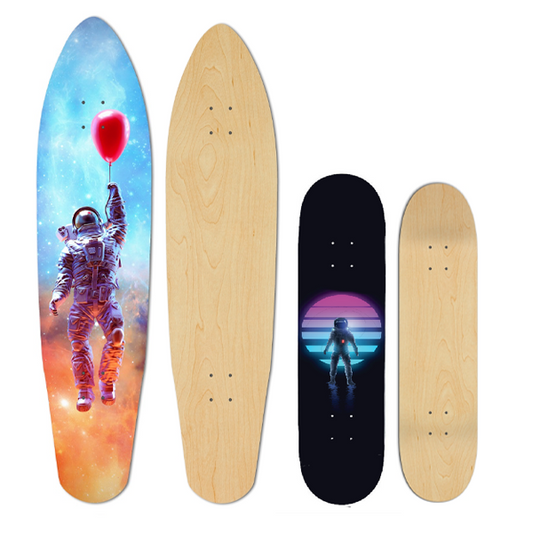 Astronaut Kicktail Longboard Deck and Skateboard deck Combo Pack