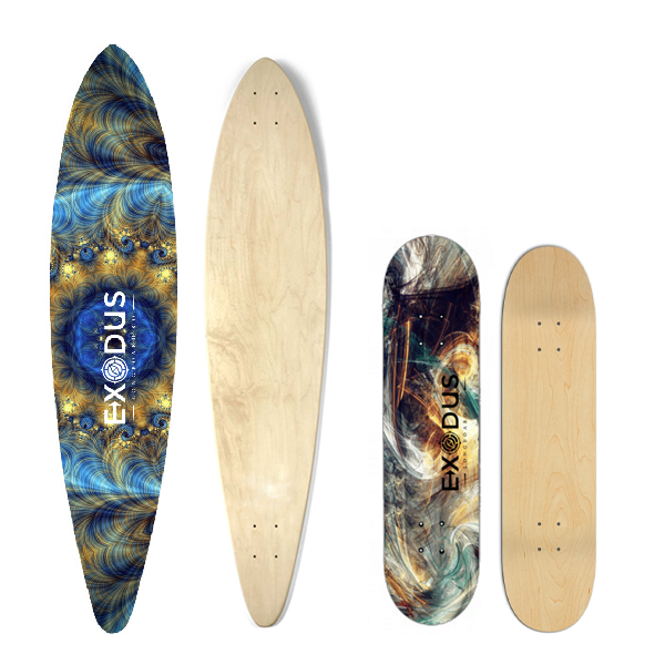 Fractal Pintail Longboard and Skateboard deck Combo Pack