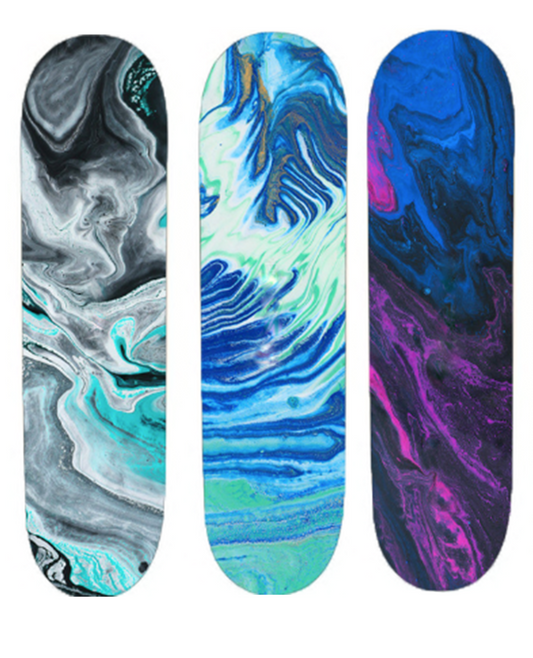 Acrylic Pour Skateboard Deck 3 Pack