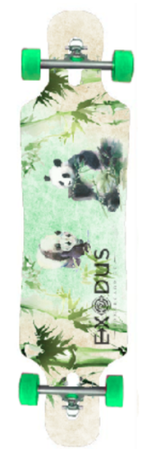 Watercolor Panda Complete Bamboo Longboard