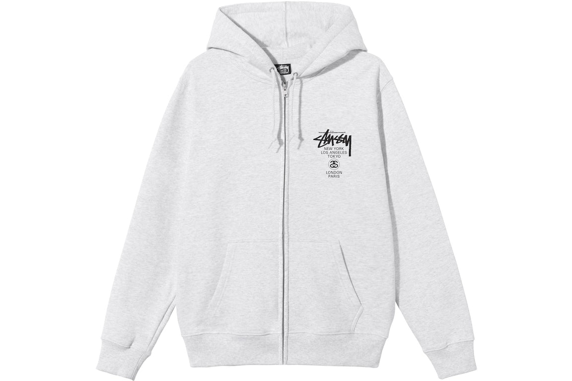 Stussy World Tour Zip-Up Hoodie XXL - Hooded Full Zip Sweatshirt