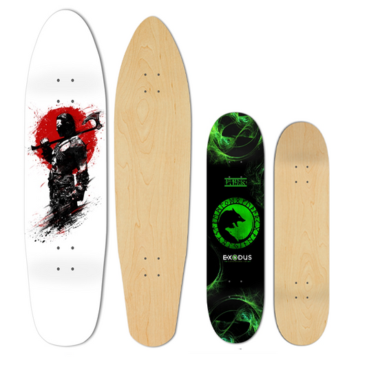 Viking Kicktail Longboard Deck and Skateboard deck Combo Pack